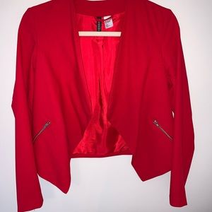 H&M RED BLAZER WITH POCKETS SZ 4